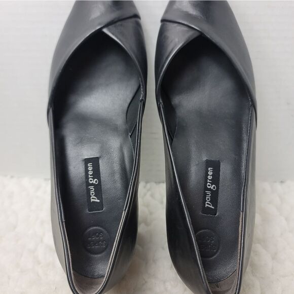 Paul Green Rendi Women's Heel Pump Shoes Size 6 Black Leather Point Toe - Picture 8 of 10